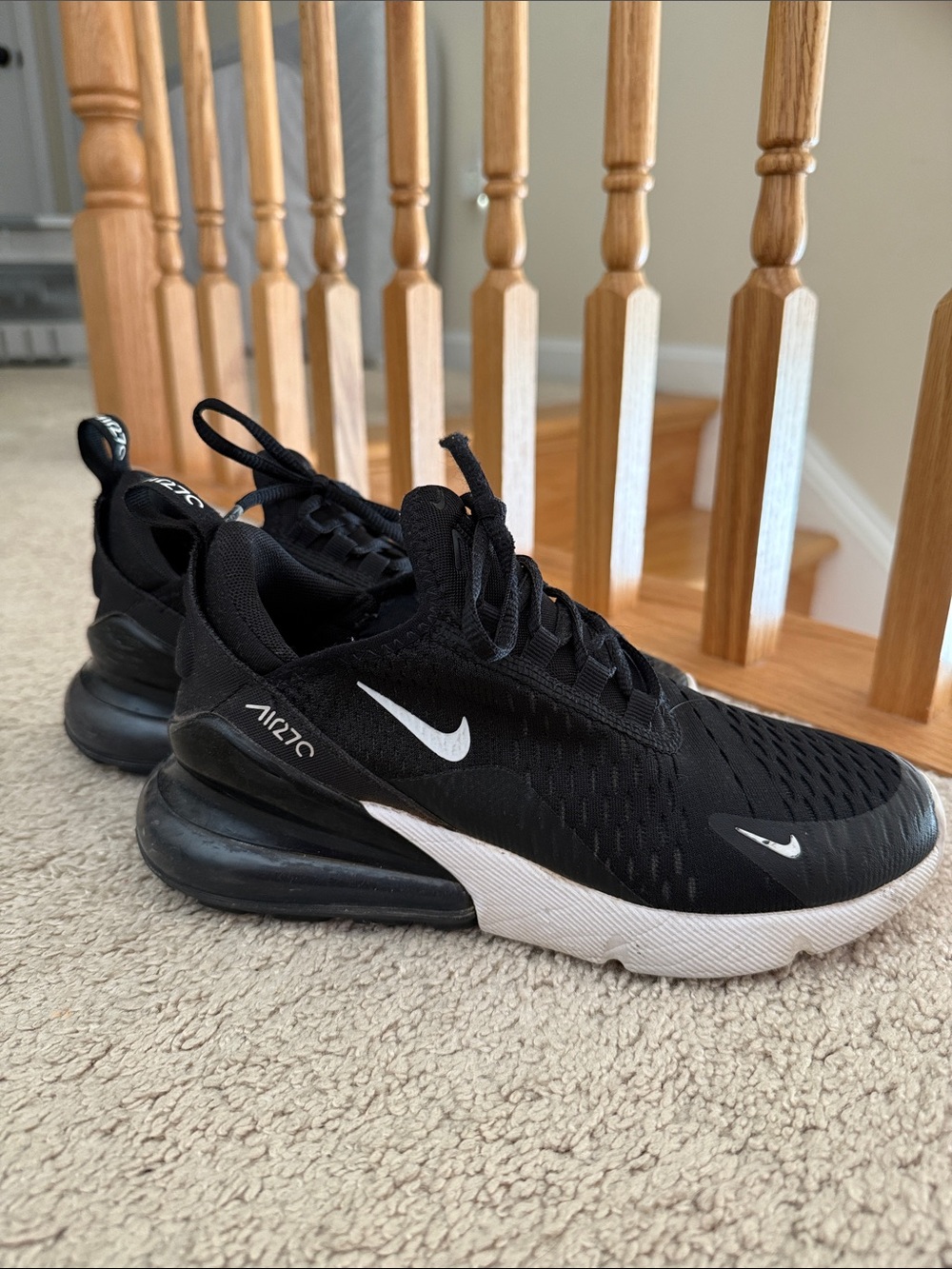 Nike Kids Black and White Air Max 270 React Sneakers